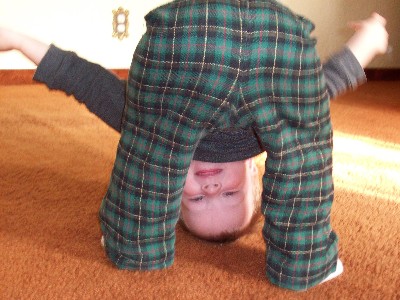 Hayden and his upside down trick, 26 months