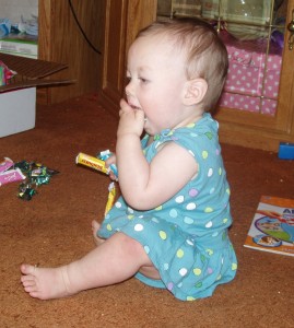 rachel eating bday candy